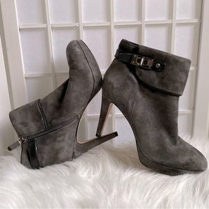 Grey suede Vero Cuoio high heel booties size 37 1/2